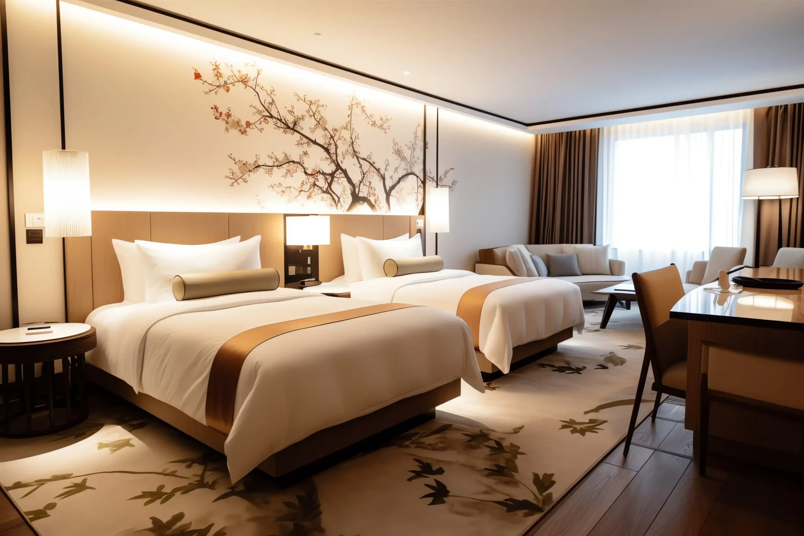 room-with-two-beds-wall-mural-that-says-cherry-blossom-it (Web H)